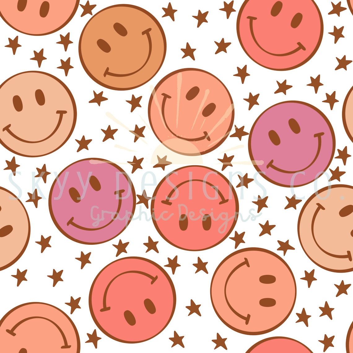 Smiley face seamless file seamless pattern boho seamless Etsy