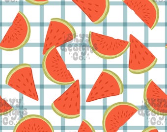 Watermelon Seamless Pattern, Bright Fruit Design (Digital File)