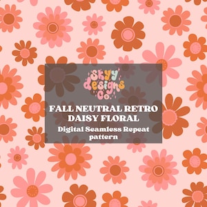 Retro fall floral seamless pattern for fabrics and wallpapers, fall floral digital paper, neutral floral fabric pattern file, fall pattern