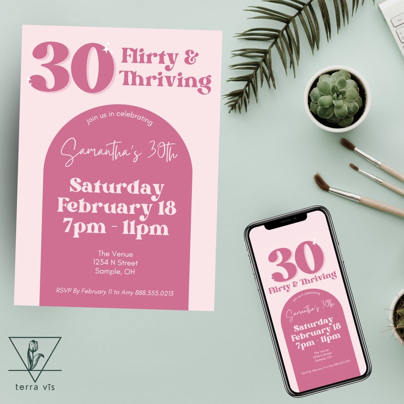 30 Flirty Thriving | Birthday | Digital Download | Editable in Canva ...