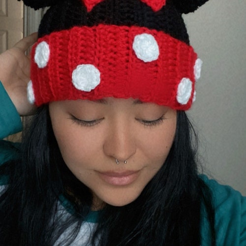 Inspired Minnie Mouse Beanie - Etsy Ireland