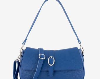 Genuine Cowhide Leather Crossbody Shoulder Bag, Handmade Everyday Purse, Adjustable Strap