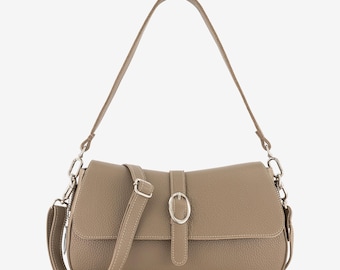 Genuine Cowhide Leather Crossbody Shoulder Bag, Handmade Everyday Purse, Adjustable Strap