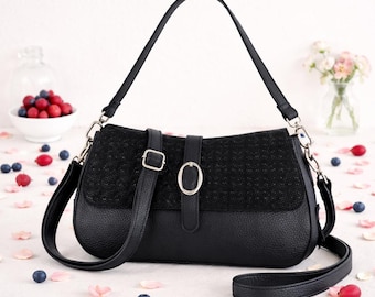 Leather Crossbody Bag, Top Handle, Adjustable Strap