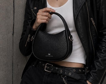 Black Vegan Leather Crossbody Bag | Adjustable Strap, Everyday Purse, Women's Handbag