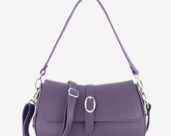 Genuine Cowhide Leather Crossbody Shoulder Bag, Handmade Everyday Purse, Adjustable Strap