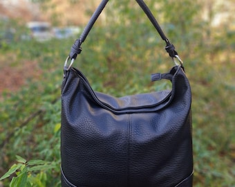 Black Vegan Leather Tote Bag – Top Handle & Shoulder Bag