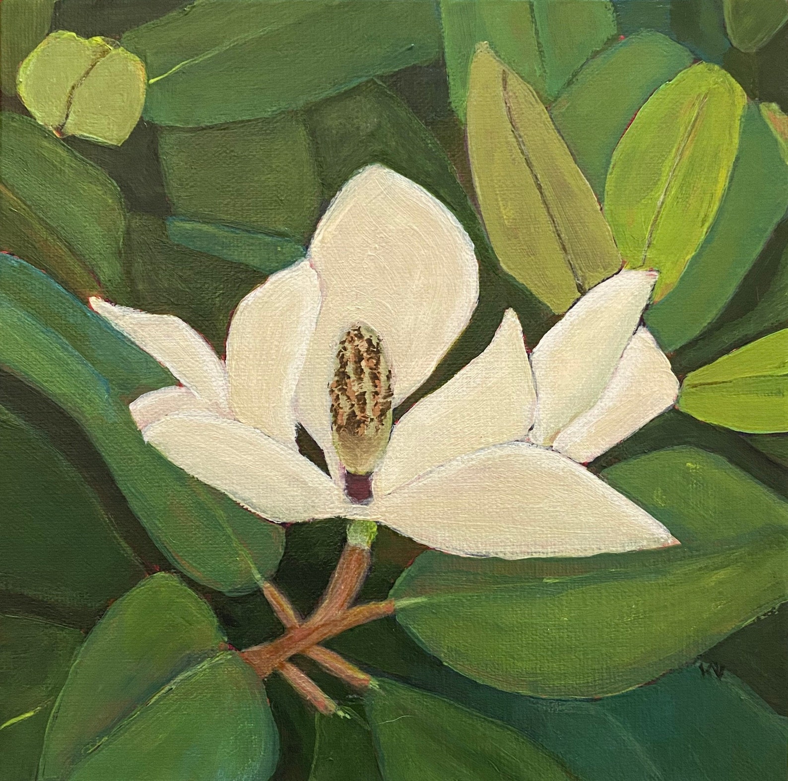 Original Acrylic Painting Magnolia blossom Etsy