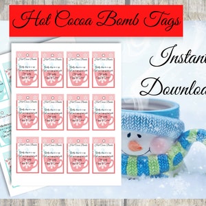 Etiquetas de regalo de bomba de cacao caliente, descarga instantánea