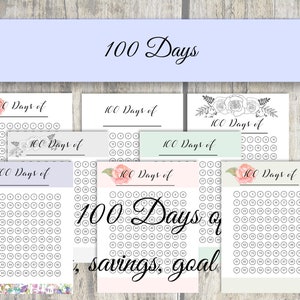 100 Days Habit Tracker, 100 Day Challenge, Planner Printable