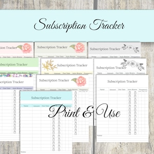 Rastreador de suscripciones, Planificador imprimible