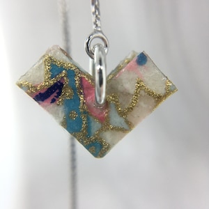 Origami paper heart threader earrings