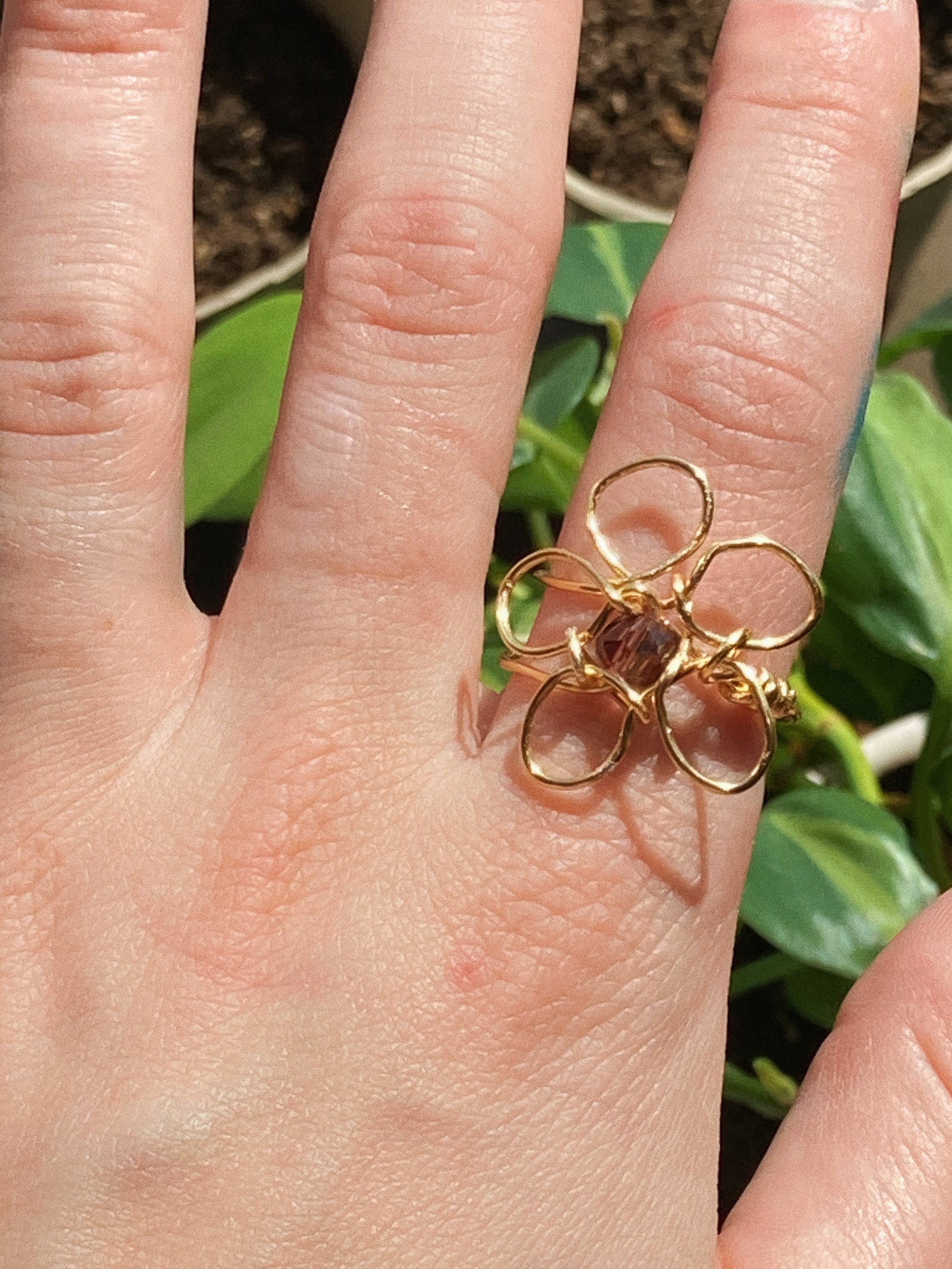 Gold flower shaped ring Etsy