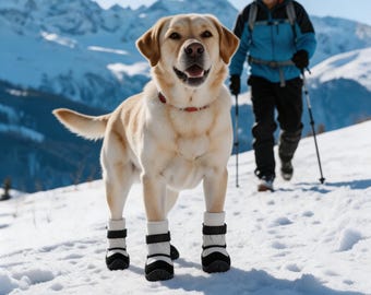 Bottes d'hiver imperméables pour chien - Raquettes de neige chaudes, antidérapantes et doublées de polaire avec sangles réfléchissantes