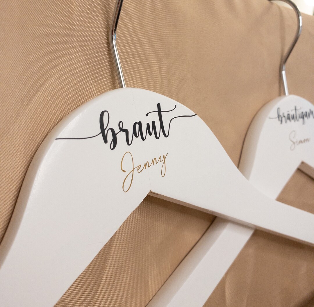 Personalized White Wooden Coat Hanger Wedding Bride Groom Etsy