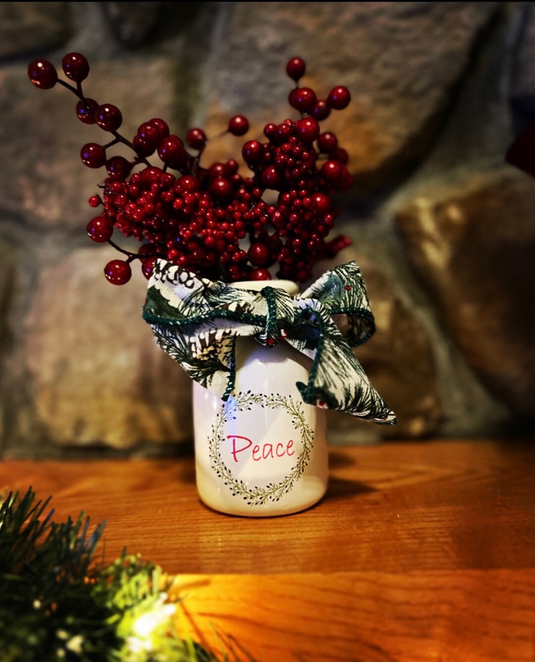 Berry Peace Centerpiece Holiday Arrangement Gift Mini Etsy