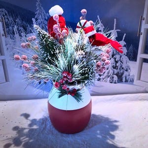 Cardinal  Christmas Arrangement, Winter  Centerpiece