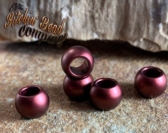 4mm Satin Finish Dark Brown Anodized Aluminum Bead.  4mm hole, 5.5mm height, 7.5mm width at widest circumference