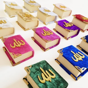 Luxury Custom Mini Quran Favor, Arabic Velvet Quran, Islamic Wedding Favor Ramadan Mubarak, Muslim Baby Shower, aqeeqah, aqiqah, muslim wedding favor, tasbeeh, misbaha, masbaha favor, mini quran set, islam baby favor, ameen Walima hifzul Quran Gift
