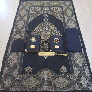 Personalized Prayer Mat Quran Yaseen Gift Tasbeeh Gift Set Custom Prayer Mat Hijab Kufi Set Custom Prayer Rug  Islam Gift for Him Sejadah