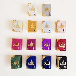 Luxury Custom Mini Quran Favor, Arabic Velvet Quran, Islamic Wedding Favor Ramadan Mubarak, Muslim Baby Shower, aqeeqah, aqiqah, muslim wedding favor, tasbeeh, misbaha, masbaha favor, mini quran set, islam baby favor, ameen Walima hifzul Quran Gift