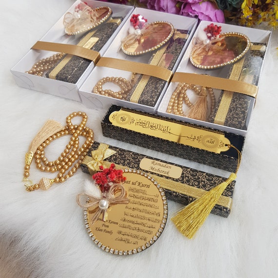 Luxury Ramadan Gift Set, Ayatul Kursi Magnet, Quran Bookmark, Tasbeeh, Nikkah favor