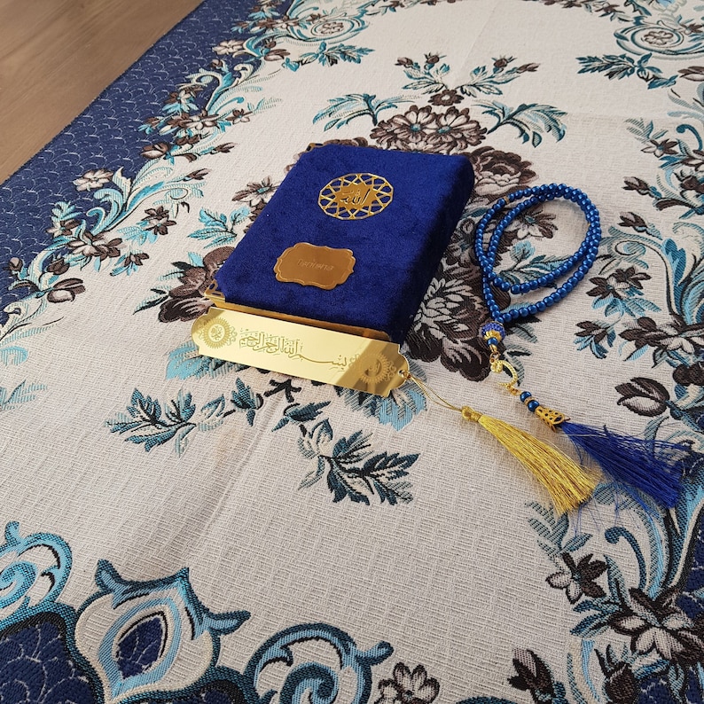 Velvet Quran Gift Set Quran Tasbeeh Gift Islamic Baby Shower Ramadan Hajj Umrah Favor Muslim Wedding Favor Custom Prayer Mat