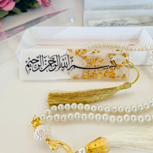 Epoxy Bookmark Tasbeeh Gift Set, Custom box, Muslim iftar party favor, Ramadan Islamic Quran Bookmark, Hajj Umrah, Khatmul Quran, Aqeeqah
