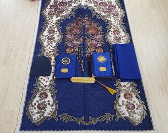 Personalized Prayer Mat Quran Yaseen Gift Tasbeeh Gift Set Custom Prayer Mat Hijab Kufi Set Custom Prayer Rug  Islam Gift for Him Sejadah