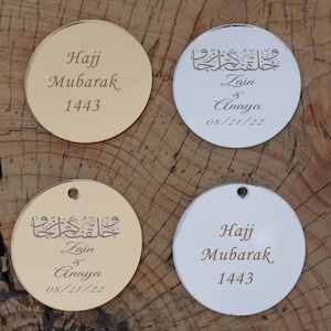 10* Anpassade Nikkah-bröllopsetiketter, personliga bröllopsväskeetiketter, guldfärgad akrylspegel, namnetikett, babyshoweretikett, tårtberlock