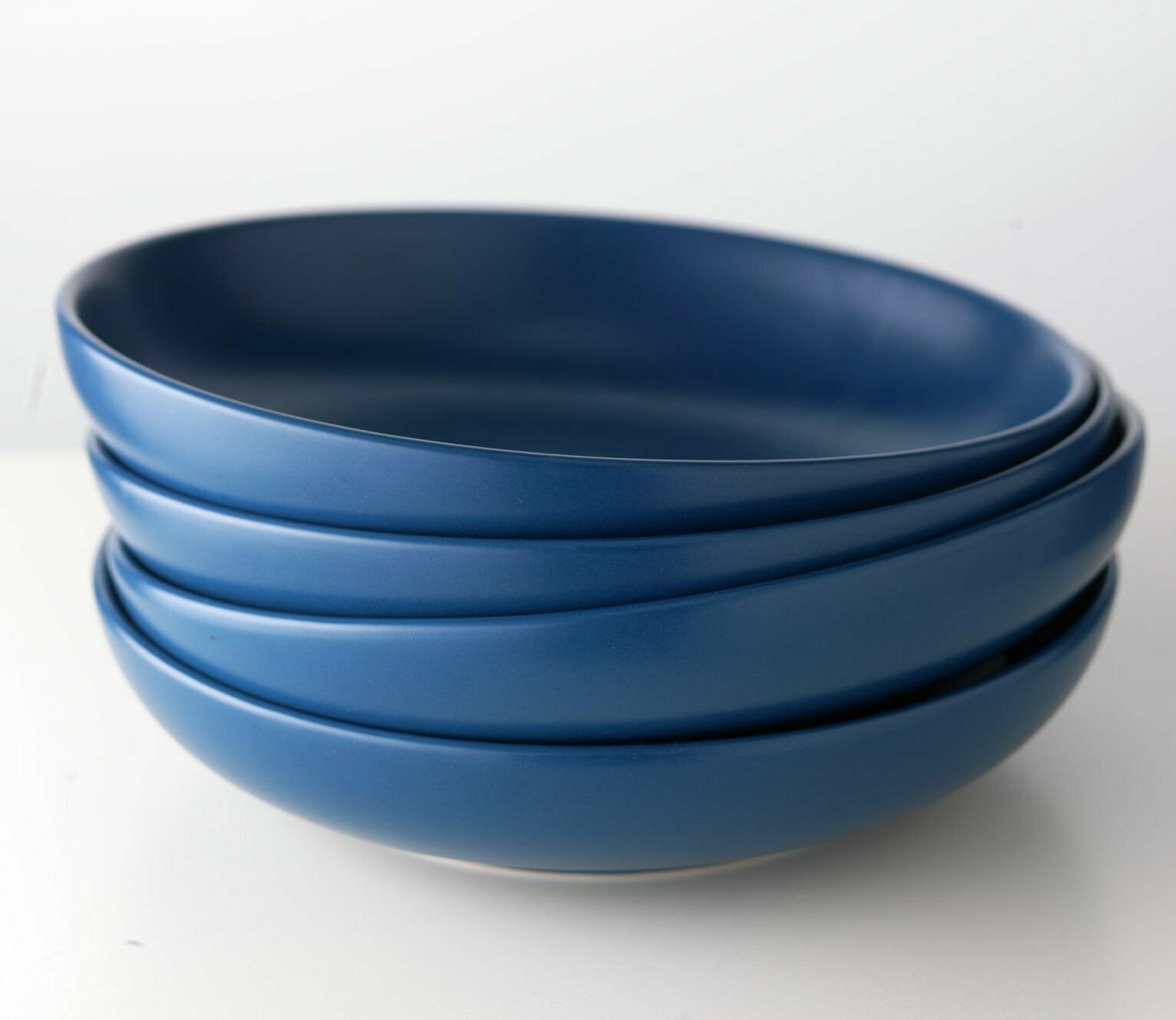 Home Brights Set of 4 Pasta Bowls Matt Navy Stoneware Etsy