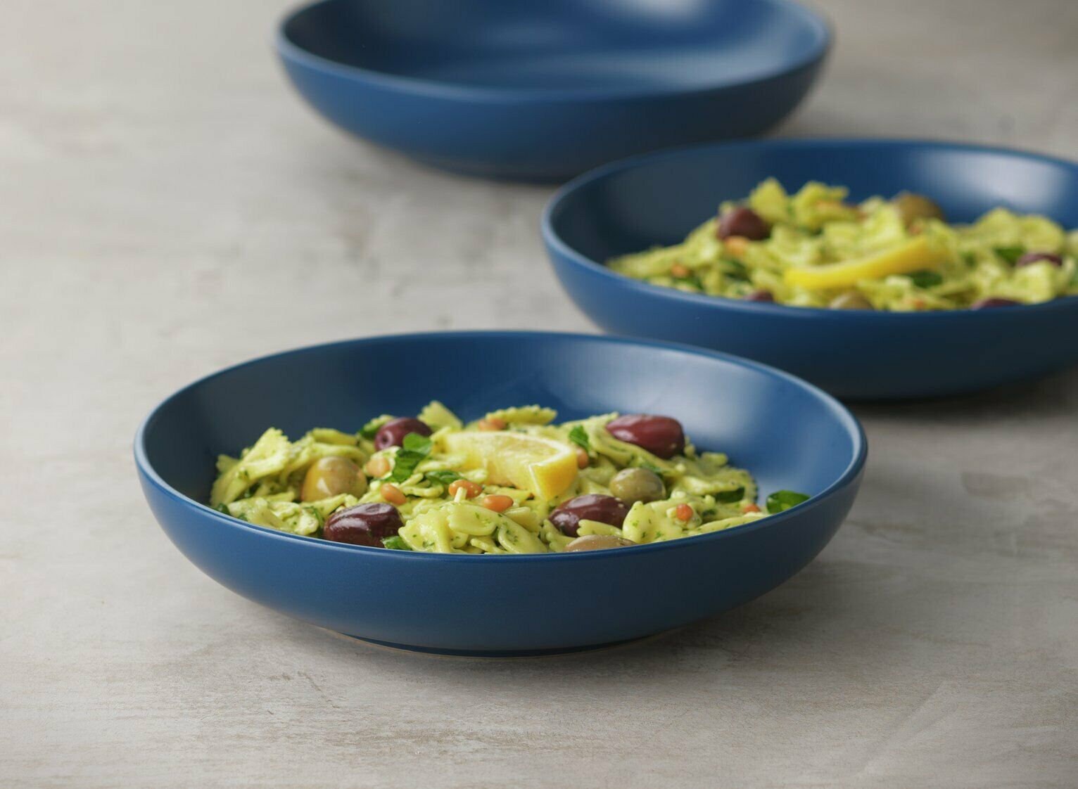 Home Brights Set of 4 Pasta Bowls Matt Navy Stoneware Etsy