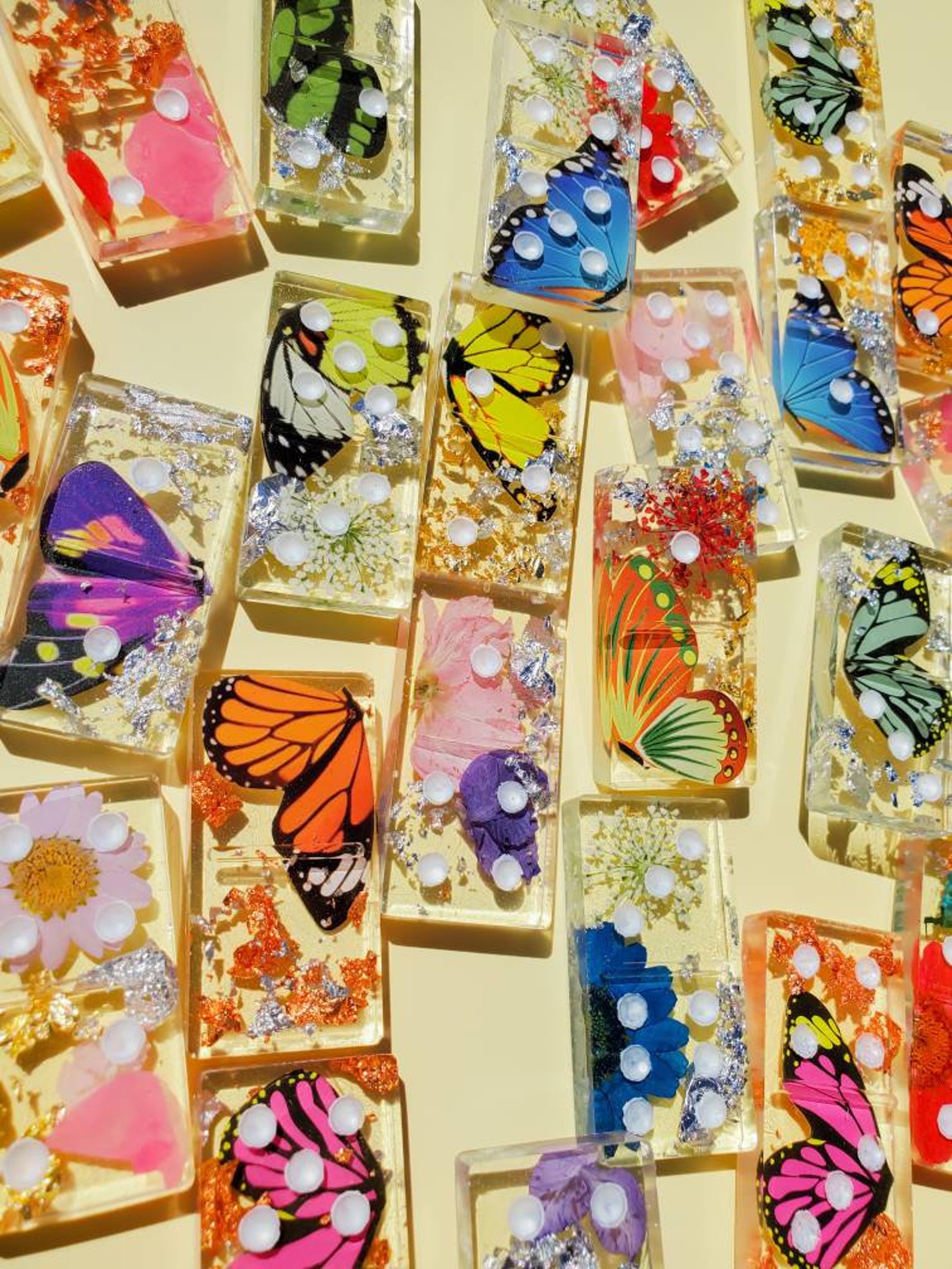 Resin Dominoe Set Butterfly Dominoes Resin Flower Dominoes Etsy