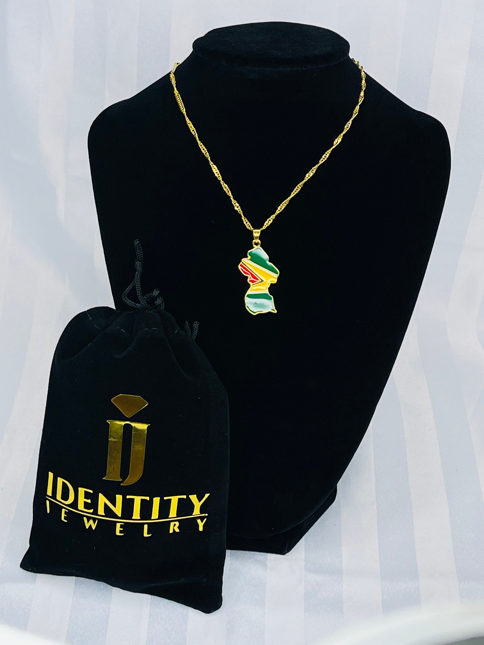 Guyana 18K Gold Plated Necklace / Guyana Jewelry / Guyana Etsy