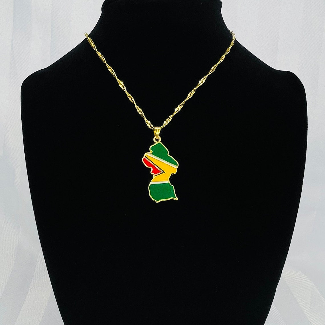 Guyana 18K Gold Plated Necklace / Guyana Jewelry / Guyana Etsy