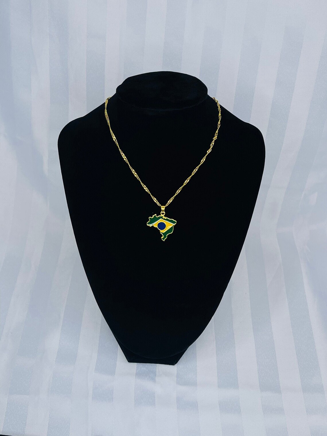 18K Gold Plated Brazil Necklace Brazil jewelry Brazil Etsy