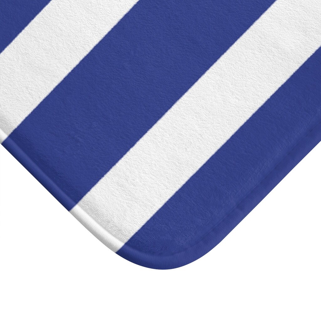 Blue & White Striped Bath Mat Etsy