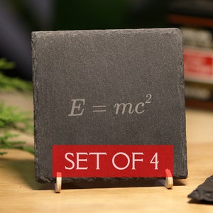 Famous Physics Equations - SET OF 4 - Slate coasters