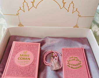 Prayer mat box to personalize/Prayer mat with name, velvet, personalized prayer mat with Koran and tasbih, citadel