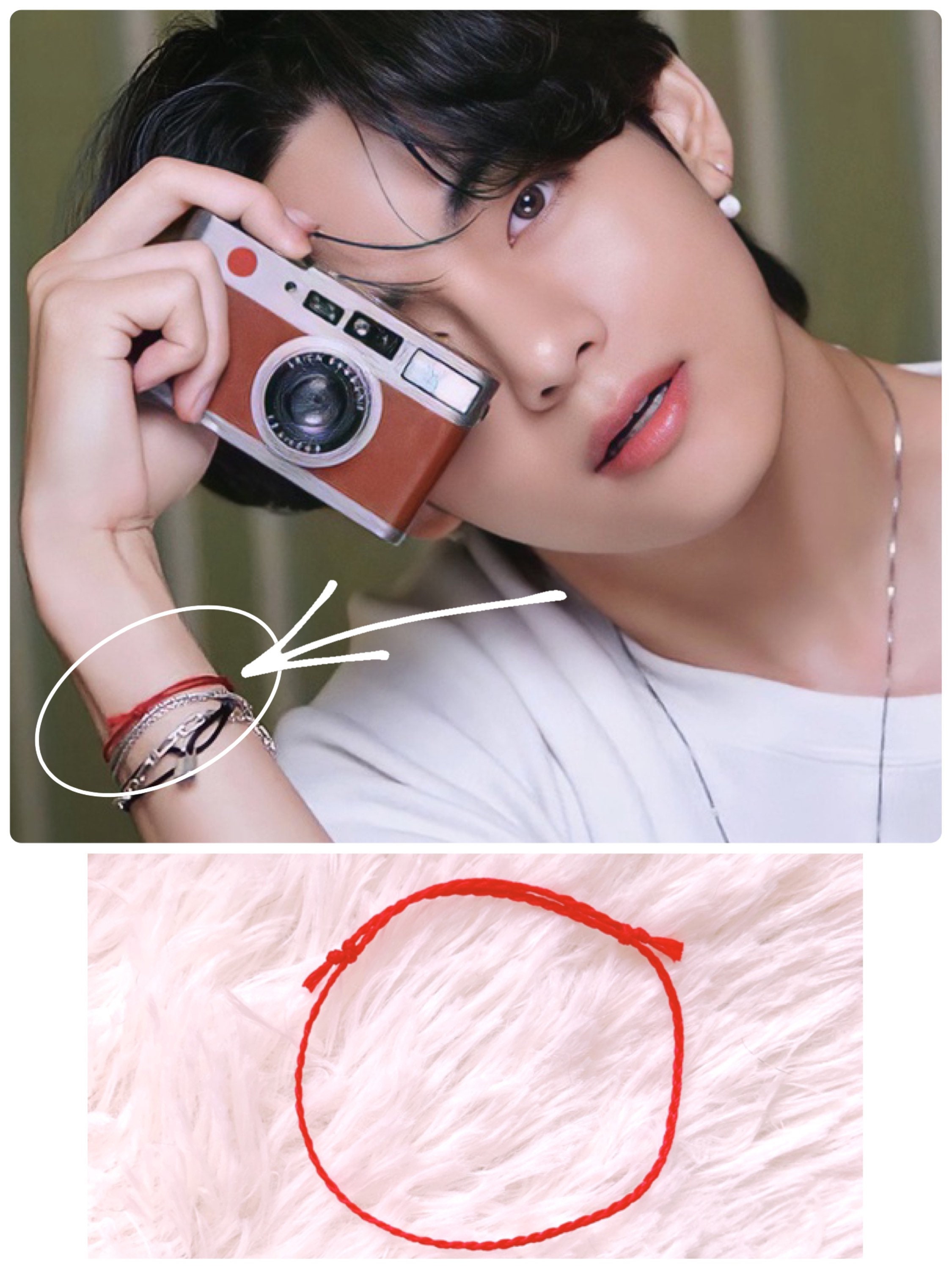V Inspired Red Thread Bracelet BTS Taehyung Bracelet 