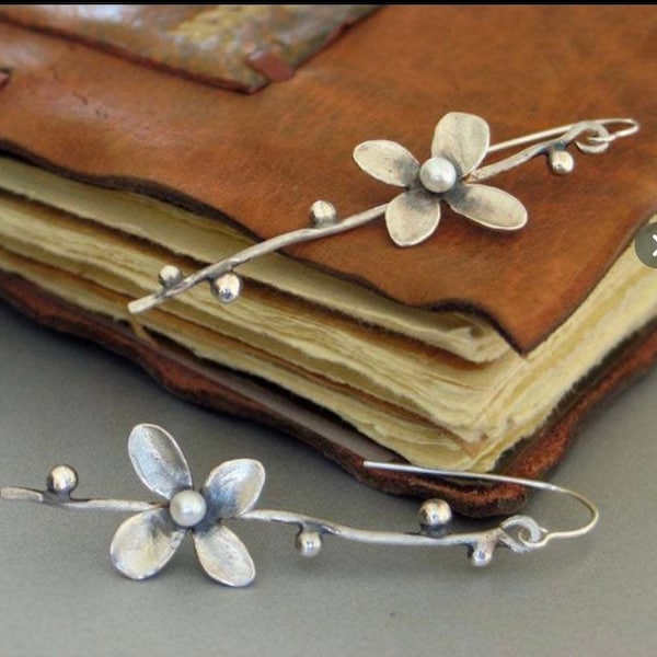 Crafted Delicate Flower Daisy Drop Design Earrings - Chic, Unique, Stunning Gift, Boho