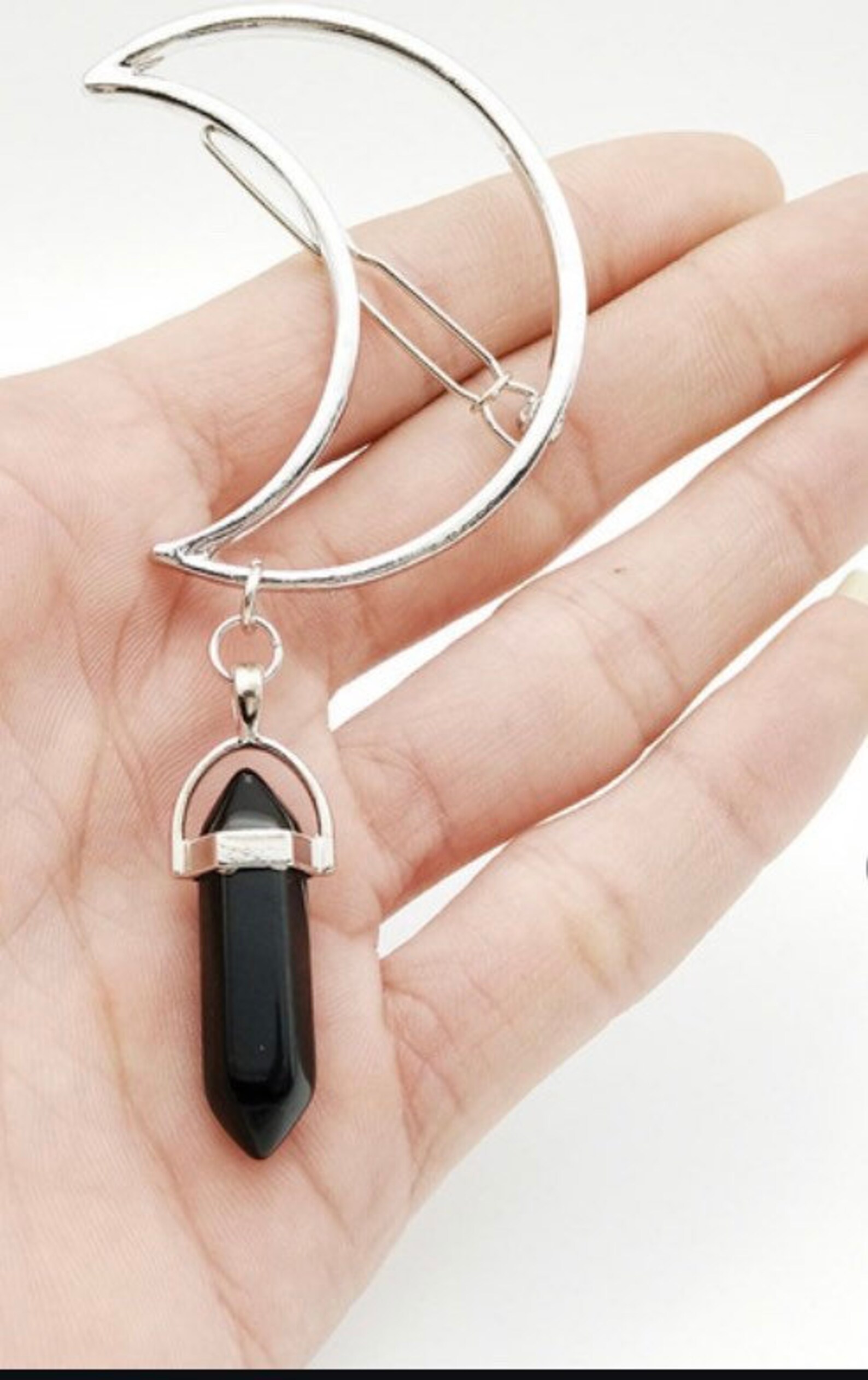 Crystal Moon Hair Clip Bin Barrette Pendant Gemstone Stylish Etsy UK