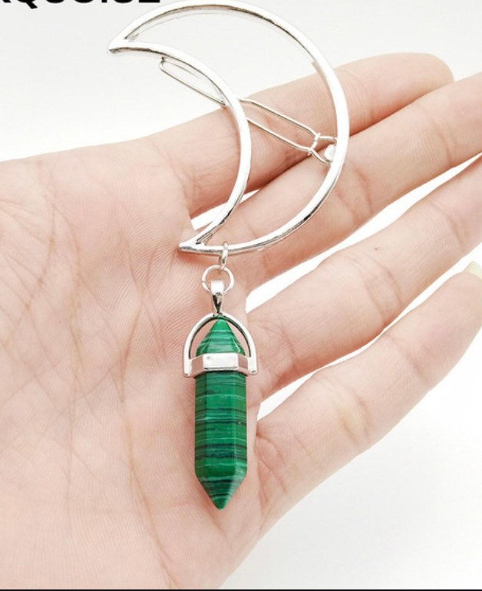 Crystal Moon Hair Clip Bin Barrette Pendant Gemstone Stylish Etsy UK