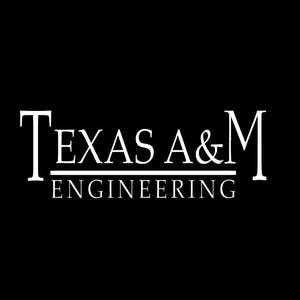 May include: White text on a black background reads "TEXAS A&M ENGINEERING". The words "TEXAS" and "A&M" are in a serif font, with "ENGINEERING" in a sans-serif font below a horizontal line.