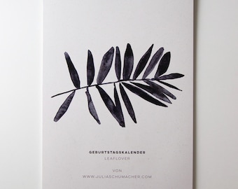 Birthday calendar Leaflover, wall calendar, perpetual, infinite calendar, minimalist, timeless, gift, sustainable, ink