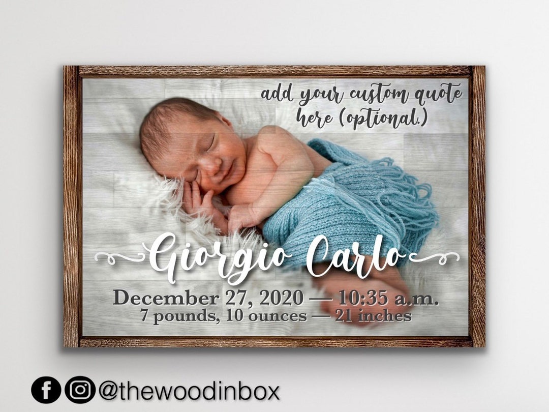 Custom Newborn & Birth Announcement Sign | Baby Photo to Canvas ...