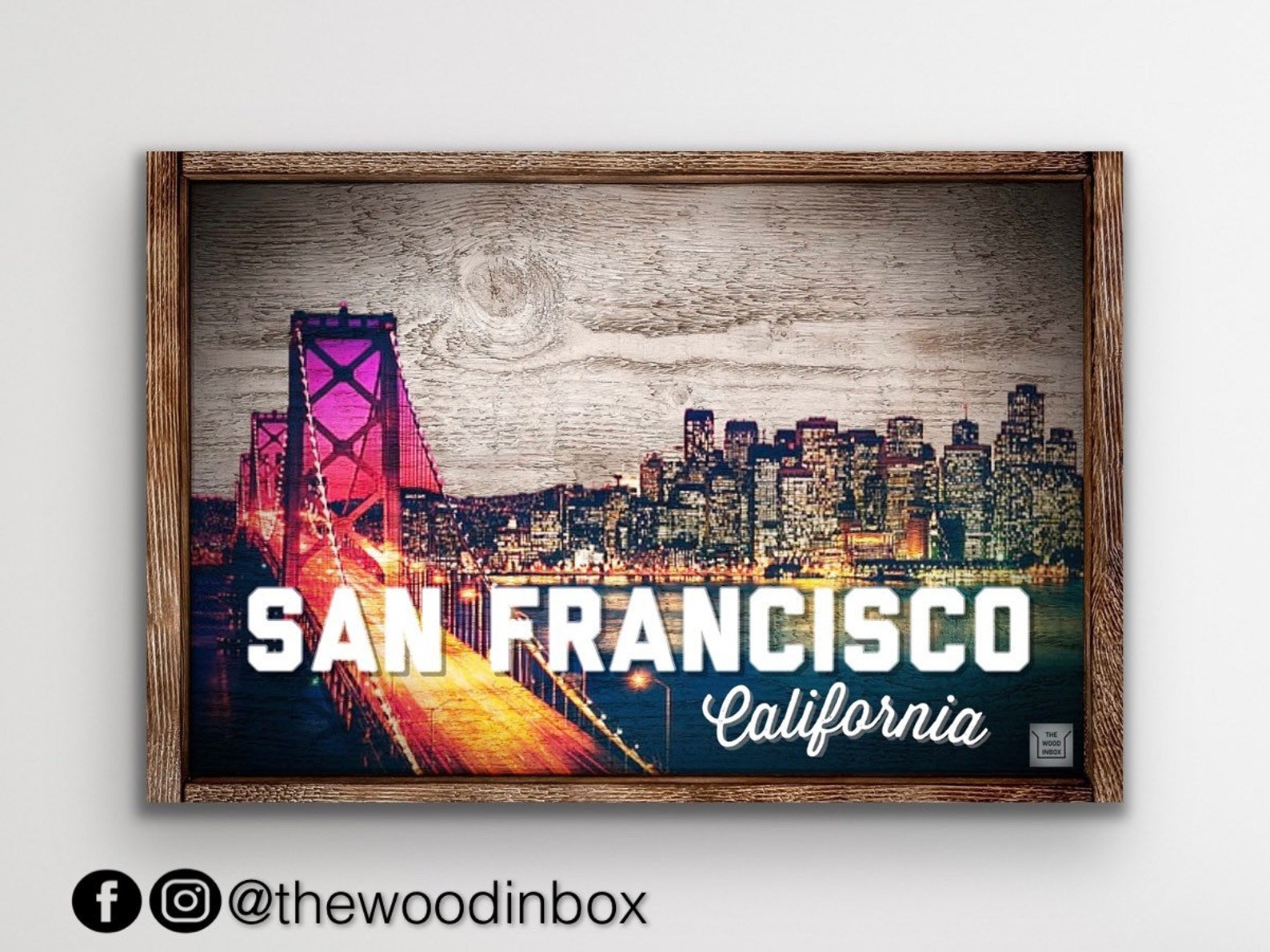 San Francisco Skyline Wall Art Extra Large Canvas Rustic Etsy