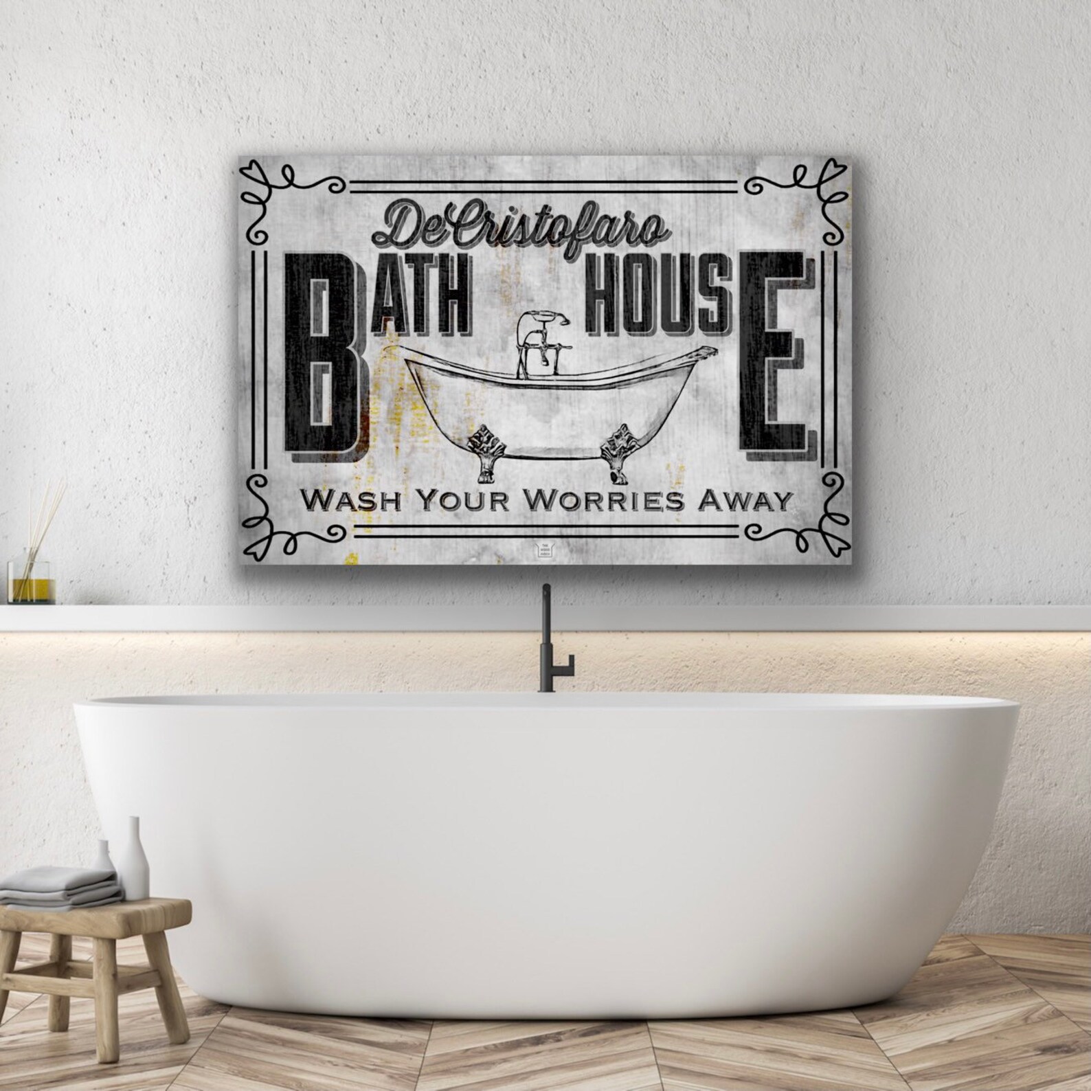 Personalized Bath House Sign silver Bathroom Wall Decor Etsy