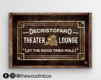 Custom Theater Sign | Theater & Lounge, Movie, Game Room Decor | Last Name Established | Modern Farmhouse, Rustic, Vintage | Canvas Wall Art