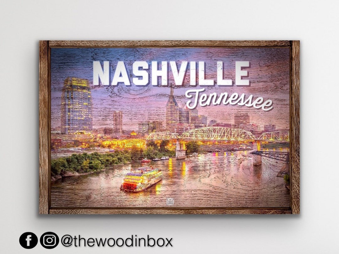 Nashville Skyline Wall Art Extra Large Canvas Art Rustic, Vintage